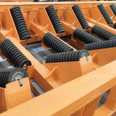 Galvanized Steel Frame Red Conveyor Idler Roller Roller Suitable For Mining Material Handling