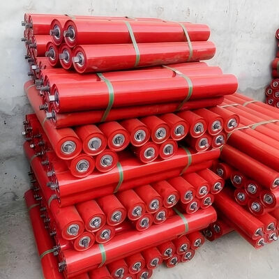 OEM Heavy Duty Idler Rollers Red Corrosion Resistant Idler Rollers With Bearings
