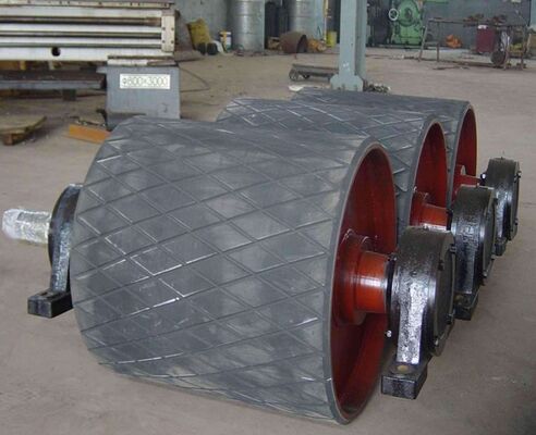Customized Rubber Pulley Lagging Diamond Pattern Rubber Lagging Conveyor Pulleys Wear Resistant