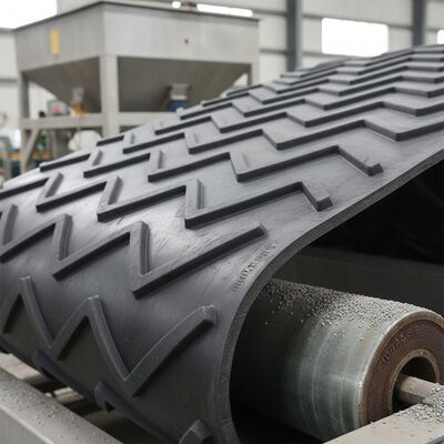 Black Chevron Pattern Conveyor Belt 8MPa - 25MPa Heat Resistant Belts For Continuous Conveying